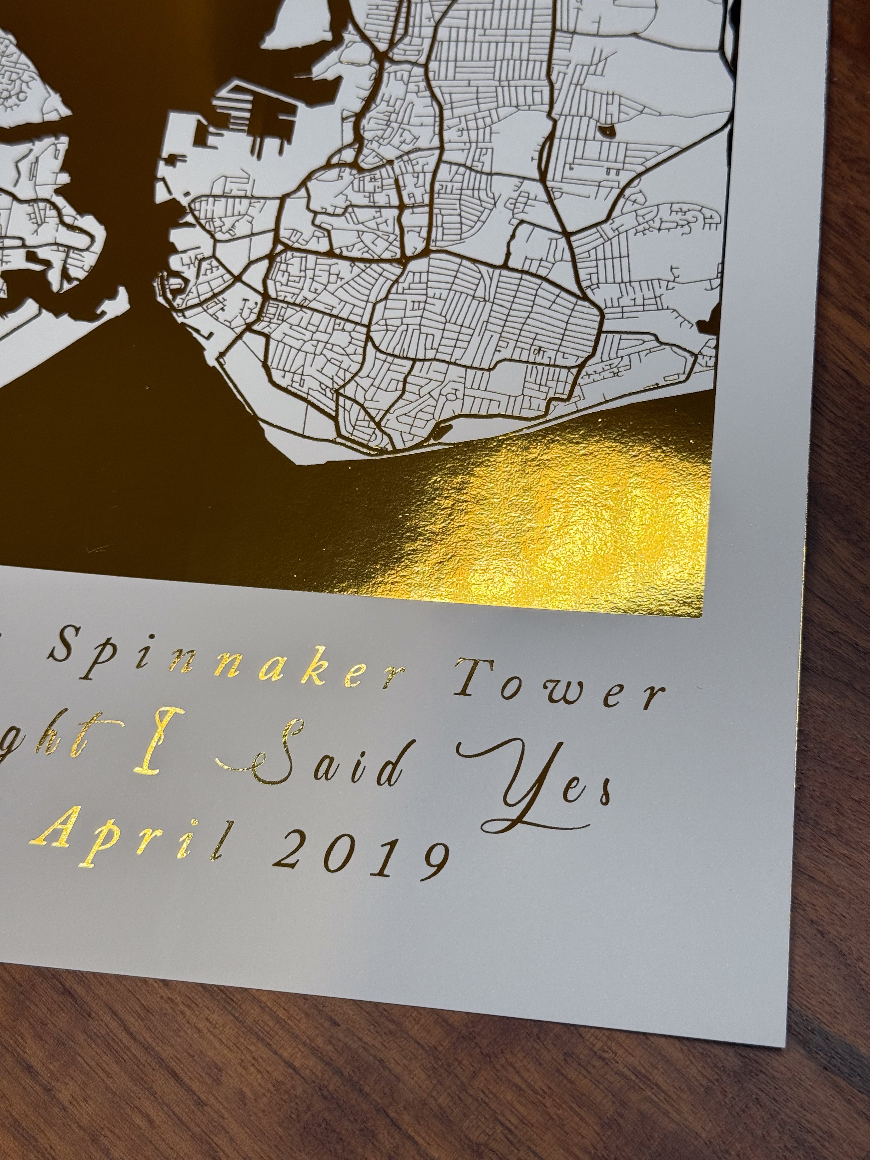 Map foil Print - Foiled Map Print / Engagement / Wedding Gift / New Home / Personalised Map / Customised Map