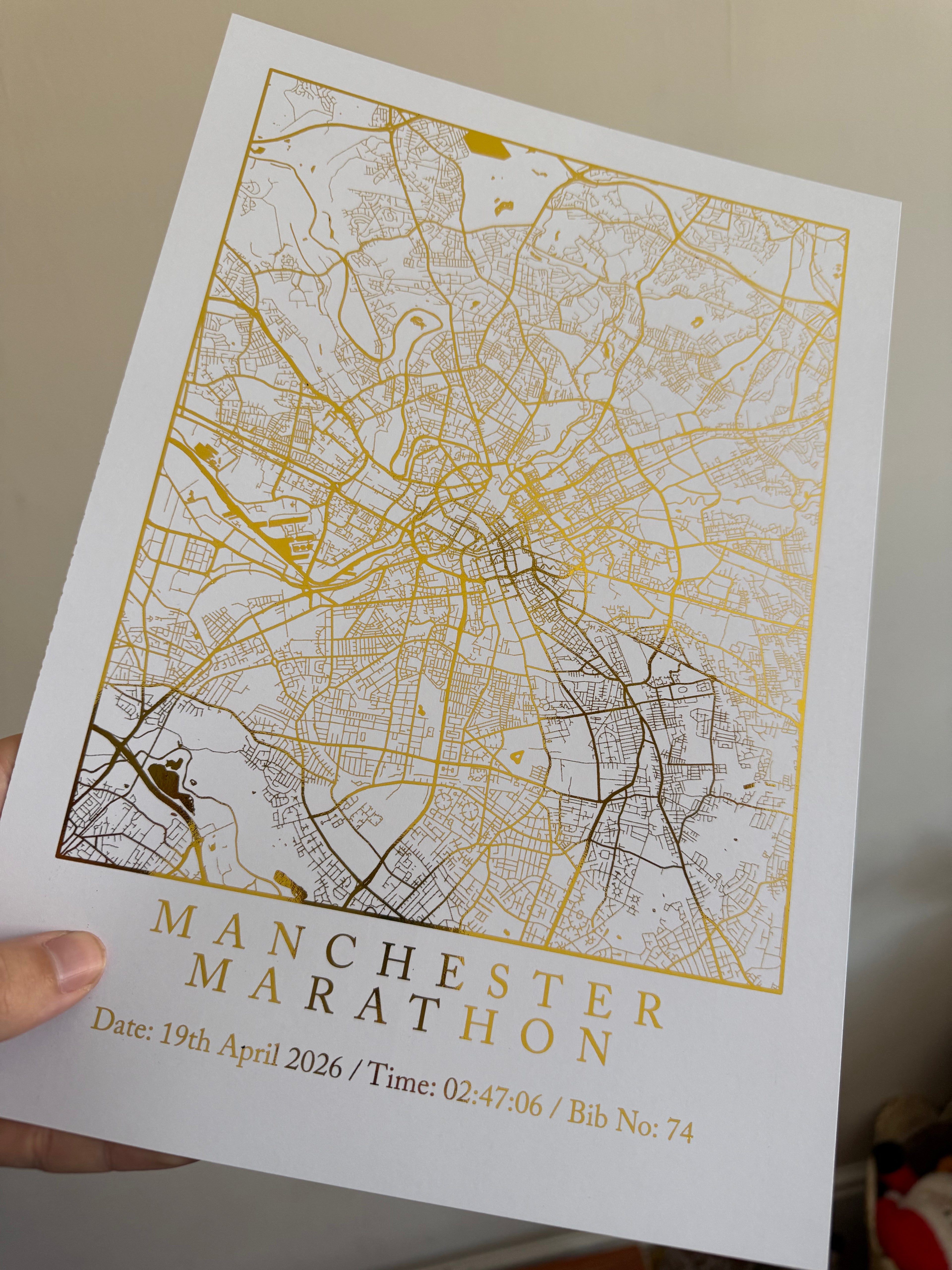 Marathon Foiled Map Print